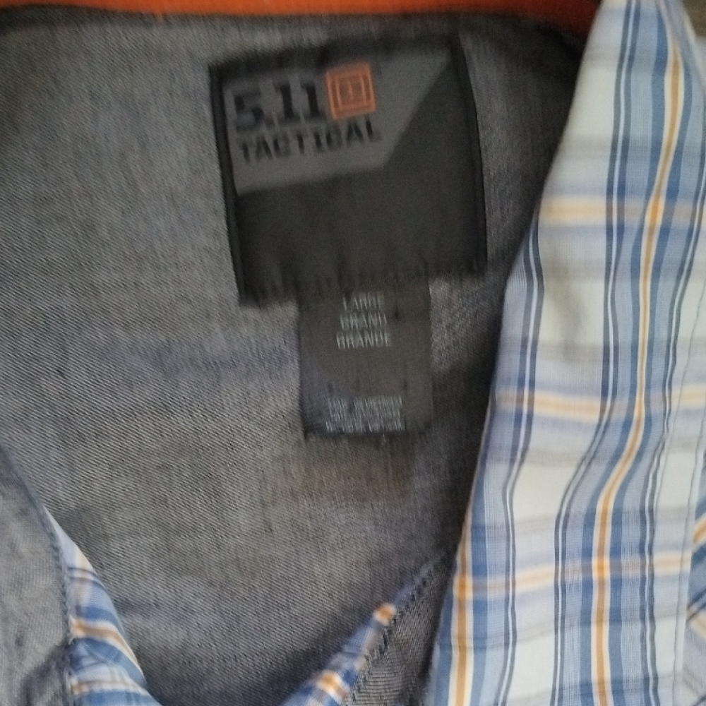2 in Lot Eddie Bauer// 5/11 Tactical Plaid Button-Down Button Down Shirt Sz L - Picture 3 of 10